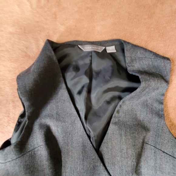 Grey Button Up Vest Men's V Neck Tailored Vest Investments Gray - Picture 11 of 11